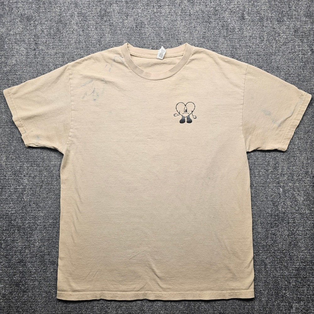 Bad Bunny Un Verano Sin Ti Heart Logo Tan Graphic T-Shirt Mens Large Alstyle